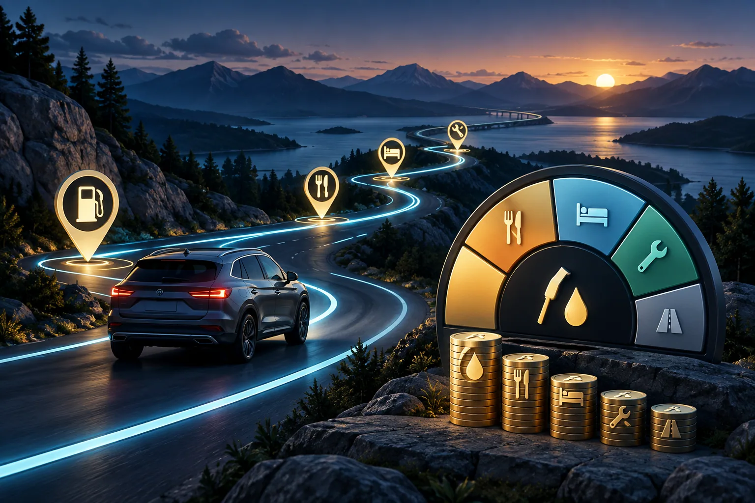 Estimate trip fuel and cost from distance, consumption and price, compare MPG with L/100 km, and include realistic route assumptions.